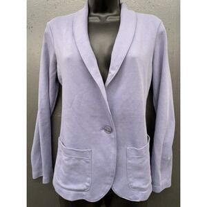 Uniqlo Jacket Women S Purple Cotton Blend Soft Pockets Preppy Sweater Blazer